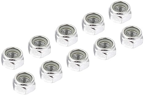 METALLIXITY Dado Esagonale Bloccaggio Elementi Fissaggio(M12x1,5mm) 10pz, Acciaio Carbonio Zinco Placcato Nylon Inserito Autobloccanti Dadi - per Auto Garage Nave, Argento Tono