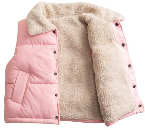 Runstarshow Girls Gilets Boys Fleece Vest Kids Padded Gilet Fleece Lined Toddler Sleeveless Coat Jacket Body Warmer Kids Waistcoat with Pockets Winter Warm Clothes Unisex Toddlers Kids 1-12 Years