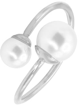 Heideman Ring Damen Carlie Edelstahl silber mit Perlen weiß Gr.54