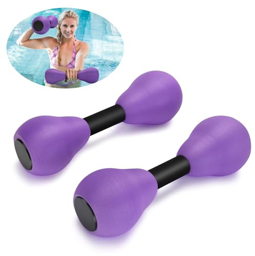 Manubri acquatici, 2 pesi in schiuma per esercizi aerobici, fitness, resistenza alla piscina, allenamento per adulti, bambini, uomo/donna, perdita di peso, per principianti, colore viola