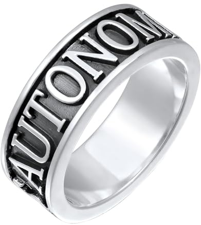 Kuzzoi Herrenring 8 mm Silber 925 Silber Silberring Herren mit Schriftzug | AUTONOMIA ET LIBERTAS Breite Ringgröße 60 64
