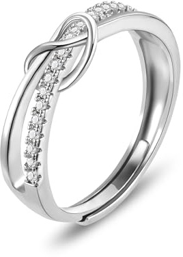 ALEXCRAFT Ringe für Damen Verstellbare Offen Layered Ringe mit Zirkonia