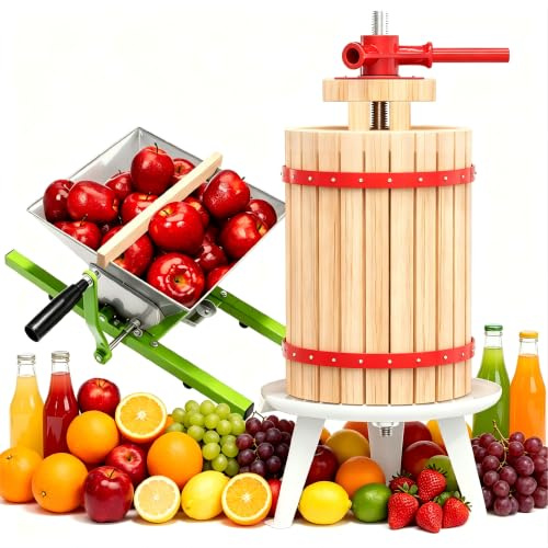 Suusolny 18L DIY Obstpresse + 7 L Obstmühle Fruchtpresse Saftpresse Weinpresse Beerenmühle Traubenmühle Mechanische Maischepresse Obsthäcksler Apfelpresse