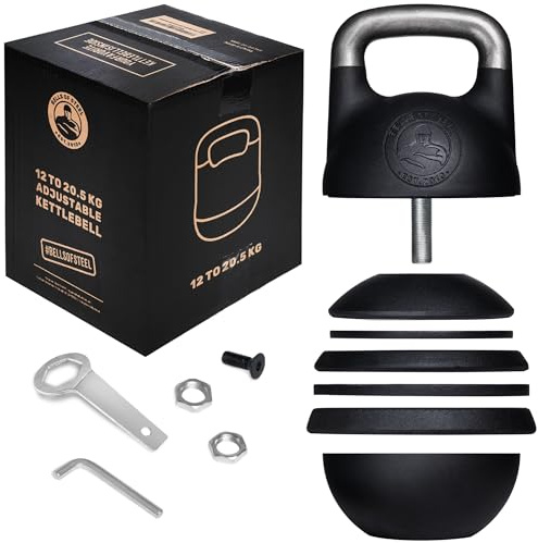 Adjustable Kettlebell Set [Bells of Steel] Kettle Bell Weight Set, Steel Shell, Internally-Loaded for Full Body Workouts, Competition Standard 35mm Handle