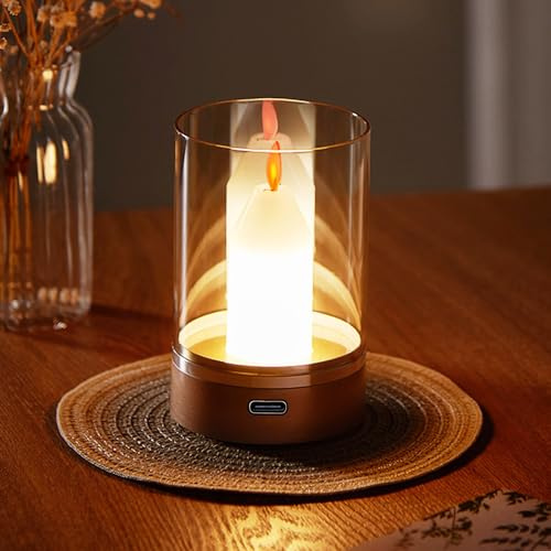 Wiederaufladbare LED Kerzen LED Teelichter mit USB Kabel, Elektrische LED Flammenlose Kerze Stimmungslichter Dimmbar Tischlampe für Zuhause Schlafzimmer deko, Halloween,Weihnachtsdeko (Sensor)