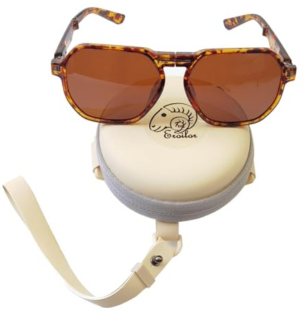 Eroilor Gafas de sol polarizadas para la familia; marco de luz plegable; lentes piloto HD; gafas de golf, conducción, pesca, viajes, leopardo, Talla única