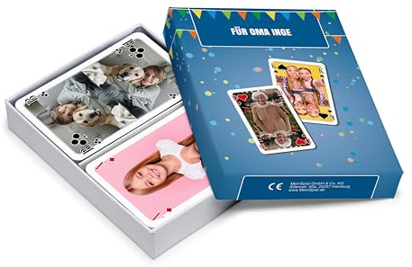 MEINSPIEL - Personalisiertes Canasta- und Rommé-Kartenspiel Deck - Eigene Fotos auf den Karten - Fotogeschenk für Erwachsene und Jugendliche - 55 Spielkarten im französischen Rommé-Blatt