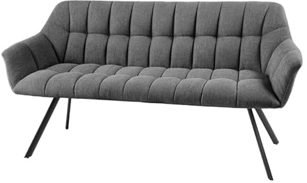 Sitzbank PAPILLON - 165cm - anthrazit - Flachgewebe Metall-Gestell | montiert geliefert, hohe Belastbarkeit, hoher Komfort, pflegeleicht, Armlehnen, Ziersteppung, modernes Design