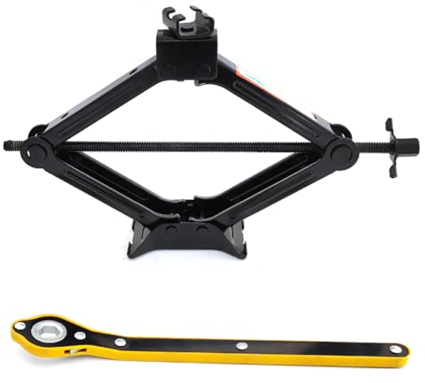 KROAK Scherenwagenheber mit 2 Tonnen, Wagenheber Scherenwagenheber mit Ratsche Verlängerung Kurbel, Maximale Höhe 40cm, Auto-Notfallset für Auto SUV MPV