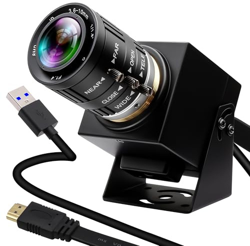 IFWATER 60fps HDMI USB Camera 4K High Speed USB3.0 HDMI Simultaneous Output PC Webcam 3.6-10mm 3X Manual Zoom Lens Close up Camera for Computer TV Projector Monitor Industrial Application