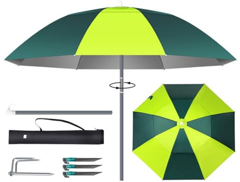Strandschirm Fishing Angelschirm Abnehmbar Sonnenschirm Windschutz Regendicht Gartenschirm Strandmuschel Sonnenschutz Regenschirm für Camping Picknick Angeln(220cm)