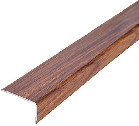 SUCHETA Stair Nosing Vinyl Flooring Trim Molding, Wood Grain Stairs Steps Carpet Edge Banding Profile Bars L Shape Wide 35mm, Board Protector Brown 36 39 45 50 Inch