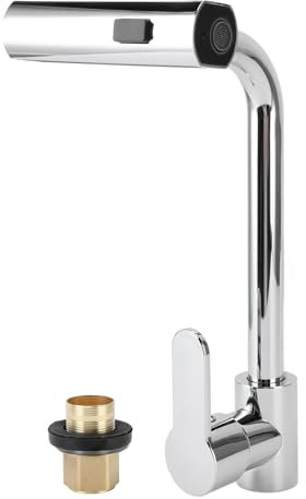 Rubinetto da allungabile, ad alta pressione, girevole a 360°, miscelatore per lavello con doccetta a 3 modalità, rubinetto estraibile da (argento)