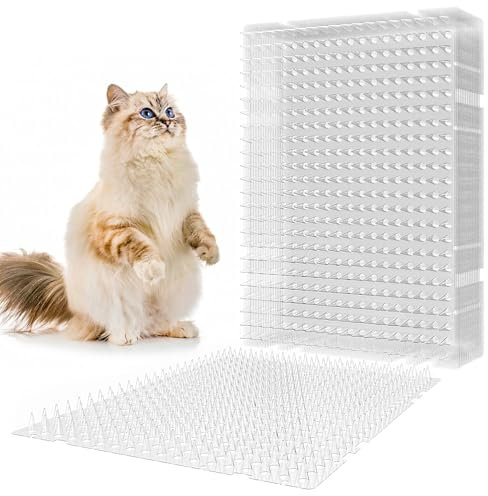Kyrieval Anti Gatos Juego de 16 Rejillas Pinchos para Gatos: Duradera para Uso en Interiores y Exteriores para jardín, parterres y repisas de balcón