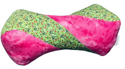 gedrehter Leseknochen/Blätter Blüten Patchwork/Nackenkissen/Nackenrolle/Buchstütze/Wellnesskissen/grün/rosa/geflammt