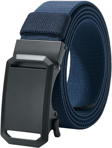 LionVII Cintura elastica a cricchetto con fibbia automatica, regolabile ed elastica, per girovita 70-125 cm (27-49), Blu mare, L