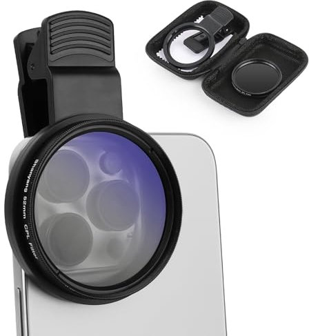52mm CPL Filtro Universale, ELEPRUC Clip-on Filtro Polarizzatore Circolare, Circular Polarizzatore Lente, Clip-on CPL Telecamera Lente Filtro, per Cellulari Telecamera Cellulari Smartphone Telefoni