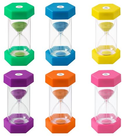 6 Stück Bunter Sanduhren für Kinder,Buntes Sanduhren Set 5/10/20/30/45/60 Minuten,Farbtimer, Zeitmesser Sanduhren, Geeignet für Küche, Zuhause, Kinderleben, Spieltimer (5/10/20/30/45/60Min)