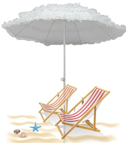 CFLNHMSY Parasol en Dentelle de Fleurs, Parapluie de décoration de Patio, Parapluie de Plage d'ambiance Romantique, Hauteur réglable, sans Base(140cm/4.6ft)