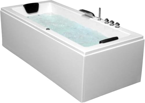 Supply24 since 2004 Whirlpool Badewanne Venedig – Made in Germany – Eckmontage (200x90 cm) – 6 Massagedüsen, LED & hochwertige Verchromte-Armaturen – Spa Wanne für 2 Personen