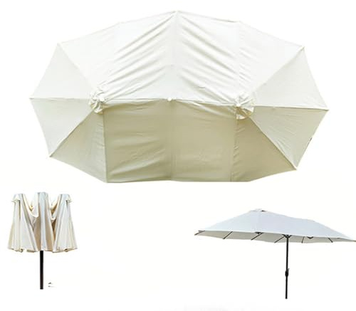 ZYXQQJ Patio Umbrella Replacement Canopy Double Sided Umbrella Replacement Cloth Cantilever Umbrella Replacement Canopy Waterproof Parasol Fabric Canopy ﻿(Beige)