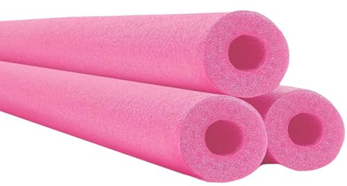 Chochkees Pink Pool Noodles Swimming Hollow Core Foam Tube, Floating Thick Noodles for Floating, Pool Accessories, 52 (3-Pack)