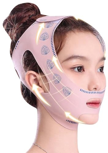 Réutilisable Masque En Forme De V, Masque de levage visage, Double Menton Masques Faciaux En V Pour Les Femmes, adaptée à un usage quotidien