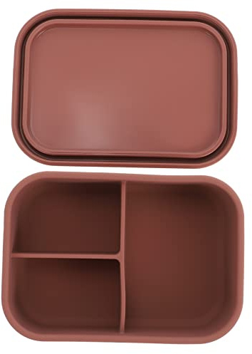 Caja Bento 700ml de Silicona Roja Compartimentos para Estudiantes | Tapa Incluida, Apta para Escuela y Exterior, Diseño Ligero de Equilibrio Nutricional