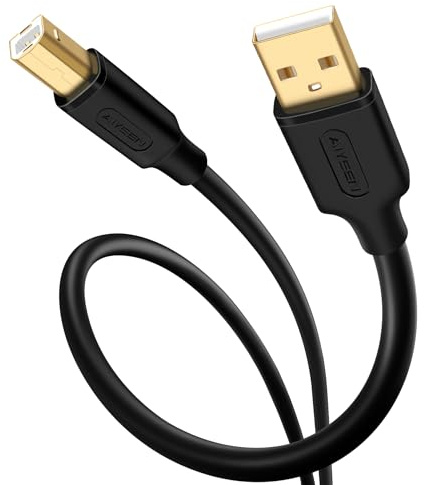 AIYEEN USB 2.0-Druckerkabel 3 m (10 Fuß), langes vergoldetes USB-A-auf-B-Kabel, langlebiges PVC, störungsfreier Ferritkern, 480 Mbit/s, unterstützt 2 A für Drucker und mehr