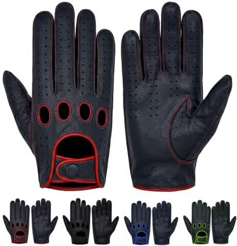 Swift Wear MEN'S LEATHER CLASSIC DRIVING GLOVES SOFT GENUINE REAL GOATSKIN BLACK BROWN VINTAGE CHAUFFEUR BIKE PARTY GIFT CHRISTMAS LEATHER GLOVES