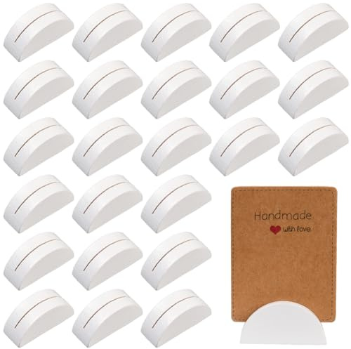 SOFPLATE 24 Stück Kartenhalter Holz Weiß Tischkartenhalter Holz Halbrund Für Hochzeiten Kartenständer Postkartenhalter Foto/Bild/Notizclip Namensschildhalter Für Hochzeitstische Für Tafelaufs