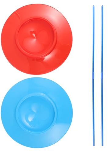 VICASKY Piatti da Giocoleria con Bastoncini Set 2 Pezzi per Spettacoli Circensi e Feste per Bambini, Giocattoli da Circo Colorati per Principianti e Giocolieri Esperti