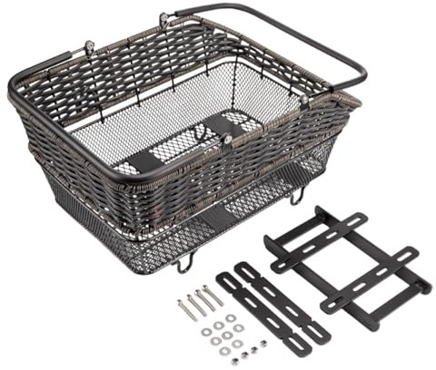 Ronyme Cesta Trasera Universal para Bicicleta con asa. Accesorio Profesional y versátil para Bicicletas de montaña. 45 x 32,5 x 20 cm. Gran Capacidad, Polipropileno Y Metal
