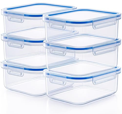 KONZEPT Vorratsdosen mit Deckel Luftdicht 2 L Set 6 Stk. Meal Prep Boxen BPA-frei, Küchen Organizer Transparent, Stapelbar