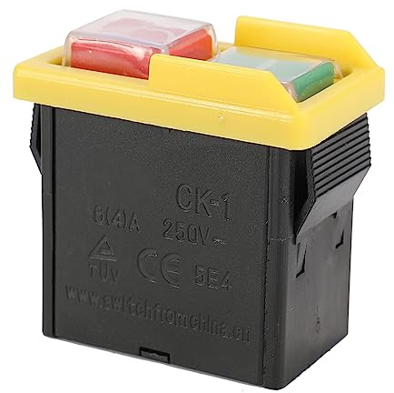 ZASCHMOY Interruptor de Parada de Emergencia Universal CK1 de 250 V sin Liberación de Voltaje para Rectificadoras, Máquinas Metalúrgicas para Trabajar la Madera, Negro, 50x50x30mm