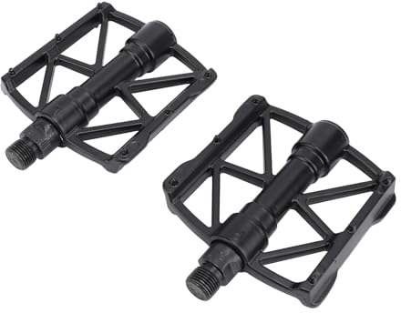 Alomejor Cykelpedaler, Dubbelsidiga Halkfria Stift i Aluminiumlegering Ihålig Fotpedal med 12 Dragstift för Bergsvägskörning (Svart)