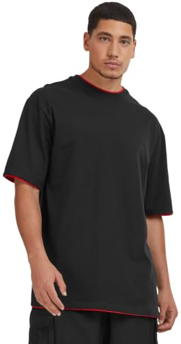 Urban Classics Herren Contrast Tall Tee – Oversize T-Shirt mit Kontrastnähten, Loose Fit Baumwolle, Streetwear Basic für Alltag & Freizeit