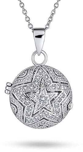 Vintagestil filigran stjärna blomma rund cirkel aromaterapi eterisk olja parfym diffusor keepsake foto hjärtform medaljong hänge halsband för kvinnor tonåringar 925 sterlingsilver, 18, Metall, Kubisk