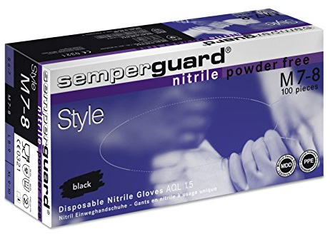 Semperguard F-1321 Nitril-Stil Einweghandschuhe, Medium, Packung von 100