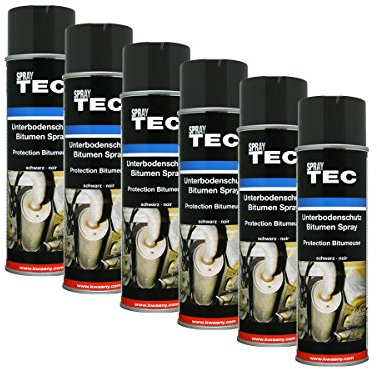 6X Kwasny SprayTec Unterbodenschutz Spray Bitumen Schwarz AutoK 500ml 235500