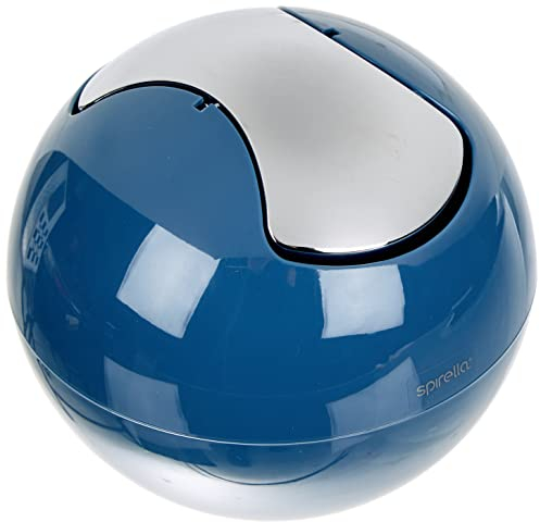 Spirella Cestino da Bagno, Contenitore per Cosmetici, 1 litro, Finitura Lucida o Opaca, con Coperchio Basculante, Cestino da Tavolo, Blu Denim