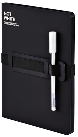 Nuuna Notizbuch A5+ Not White L Light - Schwarz, Leder schwarz | durchgefärbte Seiten | 176 Seiten | 120 g schwarzes Papier | made in Germany