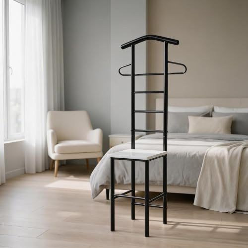 CARO-Möbel Herrendiener JIVO Stummer Diener Kleiderständer in schwarz/weiß, 121 cm, Garderobe mit Hosenbügel