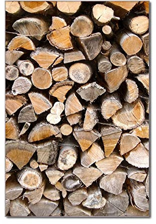 banjado Glas Magnettafel (40 x 60cm) - Magnetwand Glas - Magnetpinnwand als Memoboard - Pinnwand Magnettafel Küche, Büro, Kinderzimmer - Holzstapel