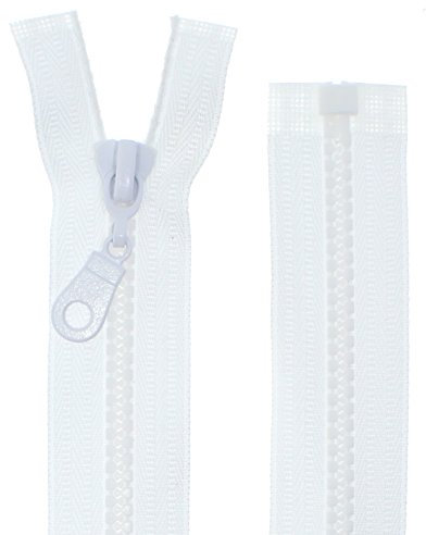 zipworld Reißverschluss Kunststoff - Plastik Zähne teilbar 5-6mm PZ weiss-101 (59cm)