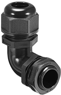 sourcing map M20 Cable Gland, 90 Degree Waterproof IP68 Nylon Joint Adjustable Locknut for 9mm-14mm Dia Cable Wire