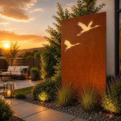 Zen Man Garten Sichtschutz aus Metall Rost Gartenzaun Gartendeko edelrost Sichtschutzwand 150 * 75cm 031477-8