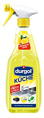 durgol Küchenreiniger – Entfernt Fett & Kalk auf Glaskeramik-Kochfeldern, Arbeitsflächen, Dampfabzügen, Spülbecken u.v.m. – Biologisch abbaubar – Deutsche Version – 1 x 500ml
