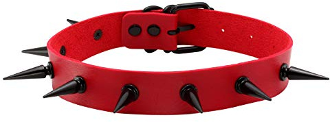 MILAKOO Gothic Choker Spikes Nieten Halsband mit Gravur Choker Punk Kette Lederhalskette verstellbar