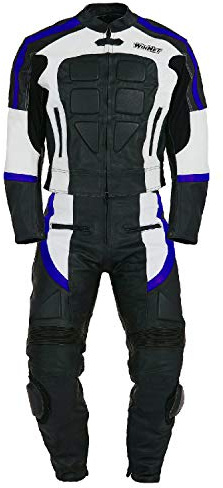 WinNet Tuta divisibile di pelle da moto giacca e pantaloni separabili in 2 pezzi (S, BLU)